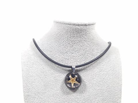 Leder- oder Kautschukkette mit rundem Anhänger Seestern Miniatur 1